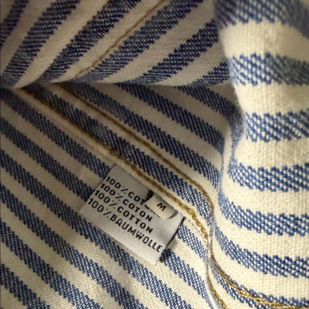 Men's Blue and White Striped Casual Shirt - Picture 7 of 9
